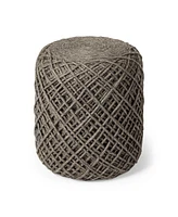 Soft Wool Cylindrical Pouf with Diamond Design for Home Decor and Footrest