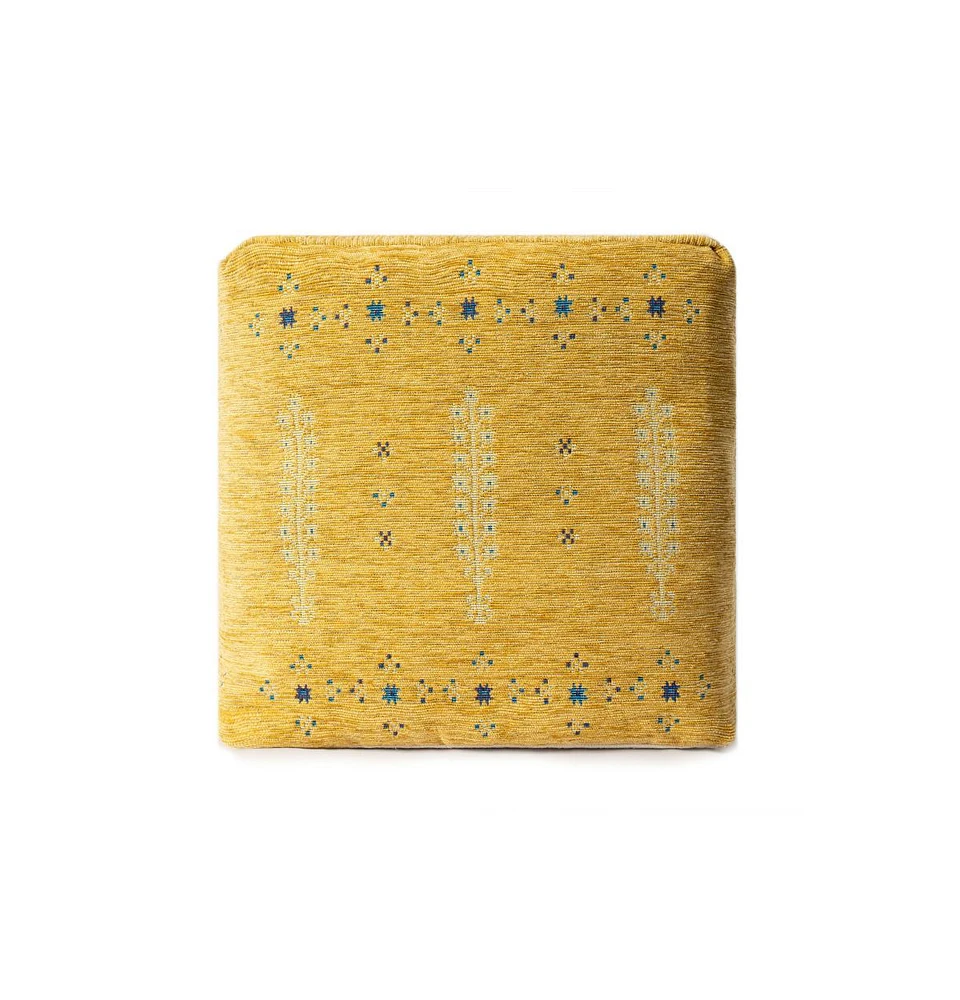 18" Yellow Polyester Blend Ottoman