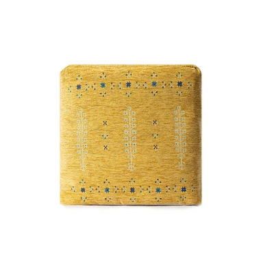 18" Yellow Polyester Blend Ottoman