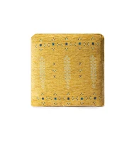 18" Yellow Polyester Blend Ottoman