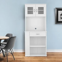 Pantry Cabinet with Two Door Panels and Side Open Shelves