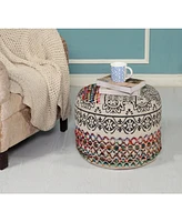18" Multicolored Cotton Blend Ottoman