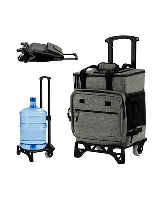 50-Can Large Leakproof Rolling Cooler with Detachable Bottom Plate