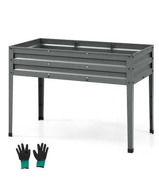 Galvanized Raised Garden Bed Elevated Planter Box with Legs and Drainage Hole-Gray