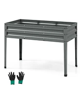 Galvanized Raised Garden Bed Elevated Planter Box with Legs and Drainage Hole-Gray
