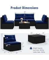5-Piece Outdoor Patio Furniture Set with Cushions and Coffee Table