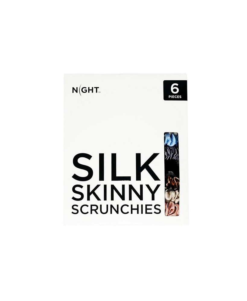 Silk Skinny Hair Scrunchies 6-Pack