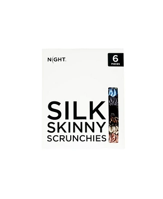 Silk Skinny Hair Scrunchies 6-Pack