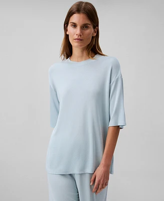 Calvin Klein Women's Shine Texture Relaxed Crewneck T-Shirt