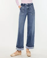 Kancan Women's High Rise Wide Leg Pull On Jeans