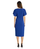 Maggy London Women's Flutter-Sleeve Side-Pleated Dress