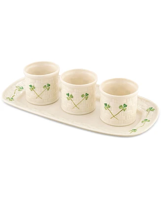 Belleek Pottery Shamrock Dip Bowls, 4 Pieces