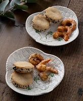 Belleek Pottery Shamrock Canape Plates, Set of 2