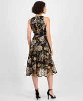 Tahari Asl Petite Embroidered Sleeveless Fit & Flare Dress