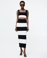French Connection Women's Striped Bodycon Knit Maxi Skirt