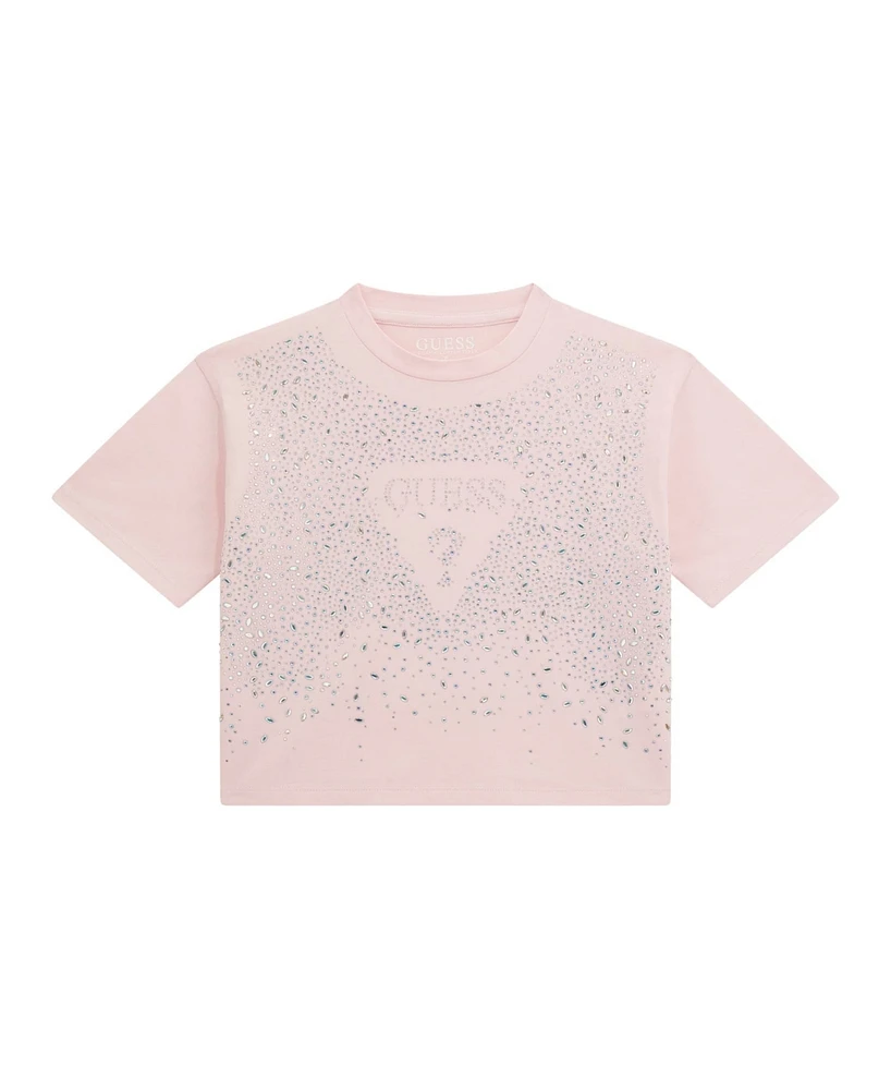 Guess Big Girl Short Sleeve with Rhinestone Logo T-Shirt