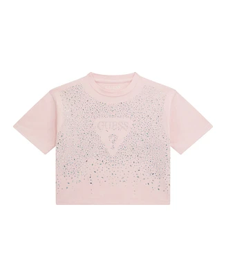 Guess Big Girl Short Sleeve with Rhinestone Logo T-Shirt