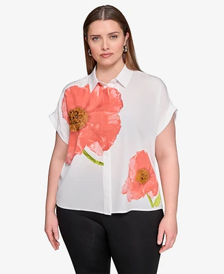 Karl Lagerfeld Paris Plus Placed Floral Blouse