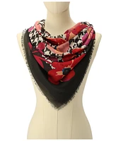 Kate Spade New York Women's Houndstooth Poppies Modal Square Scarf