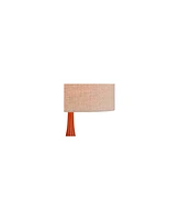 Rocco Mid Century Modern Table Lamps 30" Tall Set of 2 Blue Teal Glaze Ceramic Cherry Wood Tan Fabric Drum Shade for Bedroom Living Room Bedside