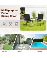 Outdoor Folding Sling Chairs with Armrest and Backrest-Black