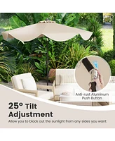 9 Ft Patio Umbrella with Crank Handle and Push Button Tilt