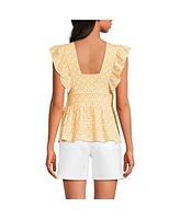 Lands' End Women's Lightweight Jersey Ruffle Peplum Top