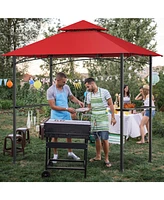 8 x 5 Feet Outdoor Barbecue Grill Gazebo Canopy Tent Bbq Shelter-Red