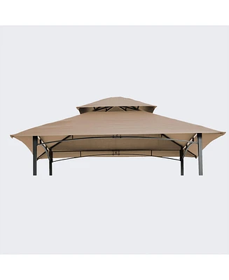 8x5Ft Grill Gazebo Replacement Canopy,Double Tiered Bbq Tent Roof Top Cover