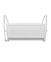Patio Furniture Porch Swing with Slat Design, 2-Seater Hanging Bench with 8 Ft Chains