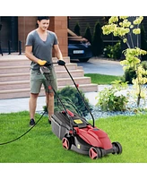 10 Amp 13 Inch Electric Corded Lawn Mower with Collection Box-Red