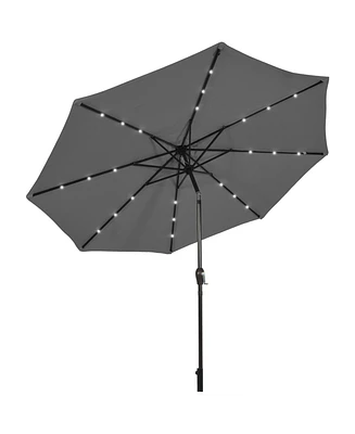 10 Feet Outdoor Patio Umbrella with Bright Solar Led Lights-Gray