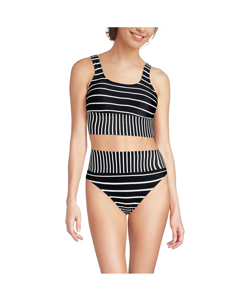 Lands' End Women's Tugless Tankini Top and High Waisted Bottom Swimsuit Set