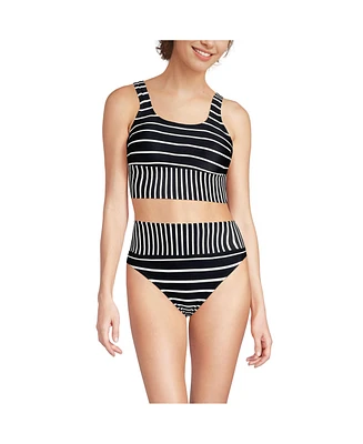 Lands' End Women's Tugless Tankini Top and High Waisted Bottom Swimsuit Set