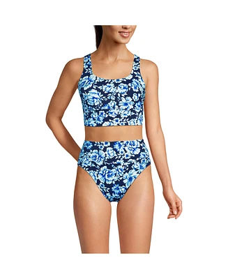 Lands' End Women's Tugless Tankini Top and High Waisted Bottom Swimsuit Set