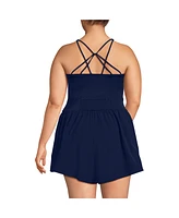 Lands' End Plus Tugless Strappy X-Back Romper Swimsuit