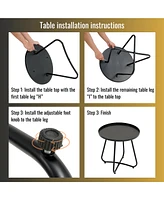 Patio Furniture Set 3 Piece Mixture Pattern Pe Rattan Steel Frame And Modern Round Table