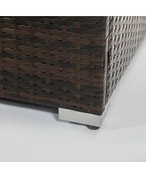 Square Wicker 20 in. Fire Pit Table with Extension