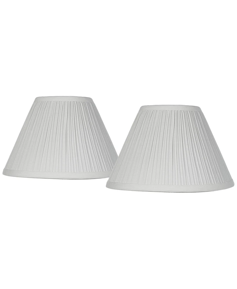 Set of 2 Bell Lamp Shades Antique White Mushroom Pleated Small 5" Top x 11" Bottom x 7.5" Slant x 7" High Candelabra Clip-On Fitti