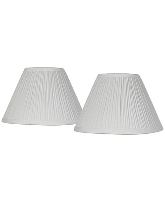 Set of 2 Bell Lamp Shades Antique White Mushroom Pleated Small 5" Top x 11" Bottom x 7.5" Slant x 7" High Candelabra Clip-On Fitti