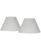 Set of 2 Bell Lamp Shades Antique White Mushroom Pleated Small 5" Top x 11" Bottom x 7.5" Slant x 7" High Candelabra Clip-On Fitti