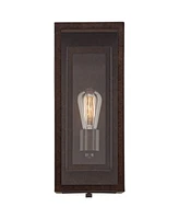 Double Box Rustic Industrial Farmhouse Outdoor Wall Light Fixtures Set of 2 Bronze 15 1/2" Clear Glass for Exterior Barn Deck House Porch Yard Pa