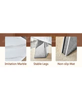 63" Snow Mountain Table & 6 White Pu Chairs