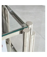 20" Square Glass End Table - Silver