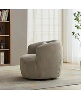 34" Wide Corduroy Swivel Barrel Chair with Pillow - Light Gray
