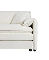 Oversized U-Shaped Sectional Sofa with Ottomans - Beige