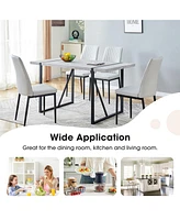 5-Piece Dining Set with Rectangular Table and Faux Leather Chairs (Gray)