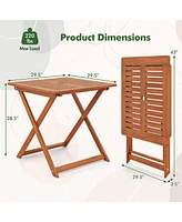 29.5 Inch x 29.5 Inch Patio Dining Table with Teak Painting and Umbrella Hole