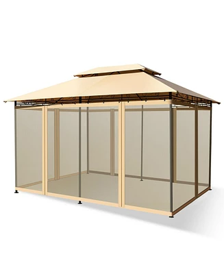 10 Feet x 13 Feet Tent Canopy Shelter with Removable Netting Sidewall