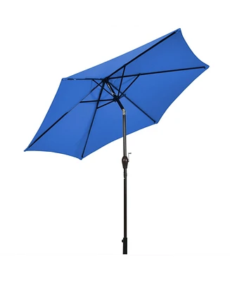 9 ft Outdoor Market Patio Table Umbrella Push Button Tilt Crank Lift-Blue